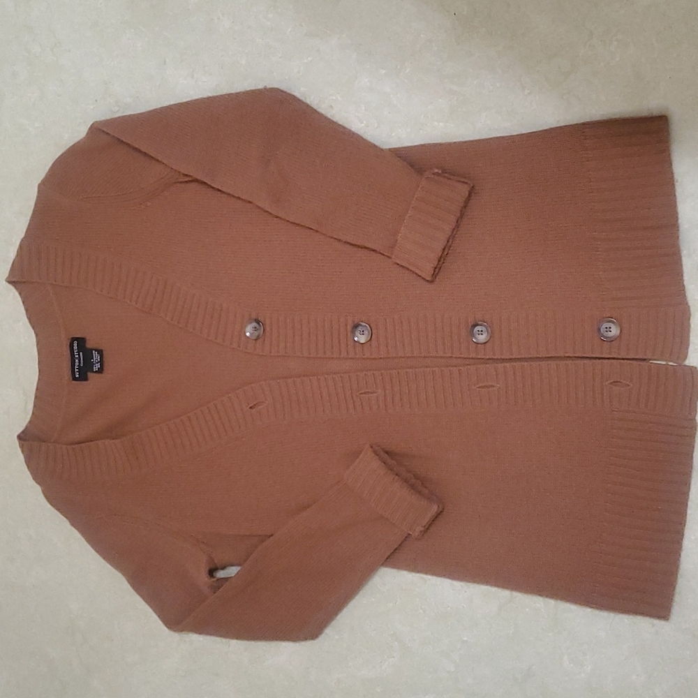 brown Sutton Studio cashmere cardigan, S